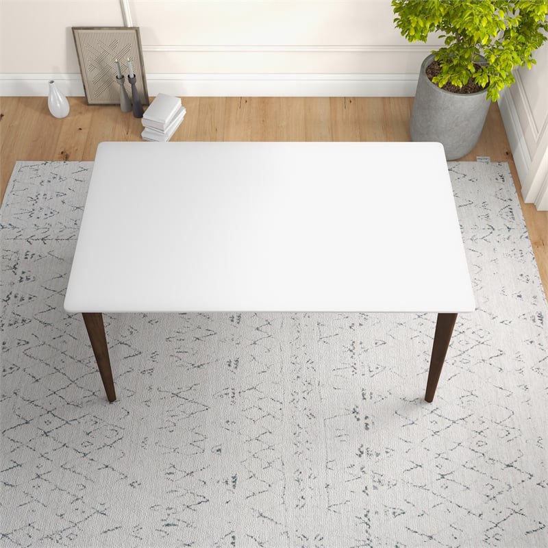 Mel Modern Style Solid Wood Walnut/White Top Rectangular 59