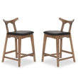 Jaxon Mid-Century Rectangular Faux Leather Counter Stool in Black (SET OF 2)