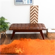Neva Button-Tufted Genuine Leather Upholstered Bench in Tan