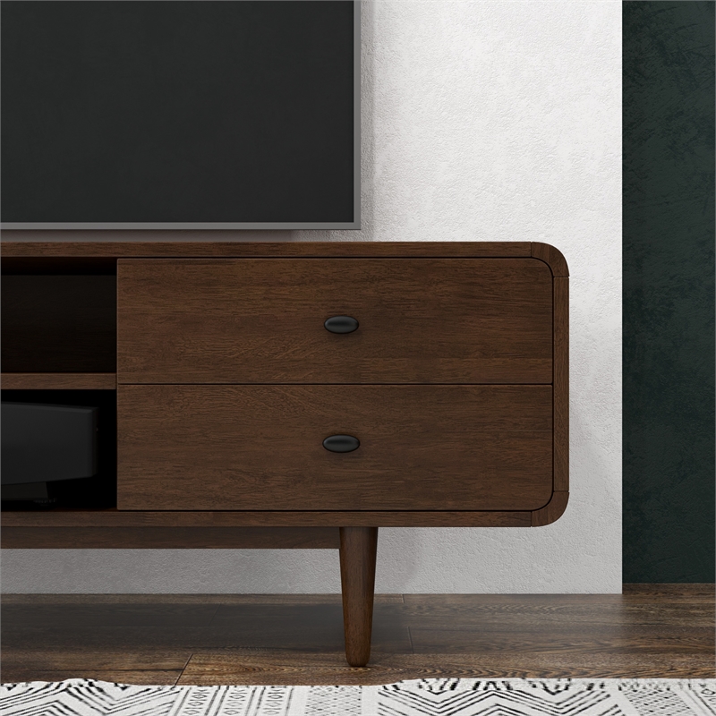 Stafford Mid-Century Modern Solid Wood Brown Tv Stand for 35/72 inch TV