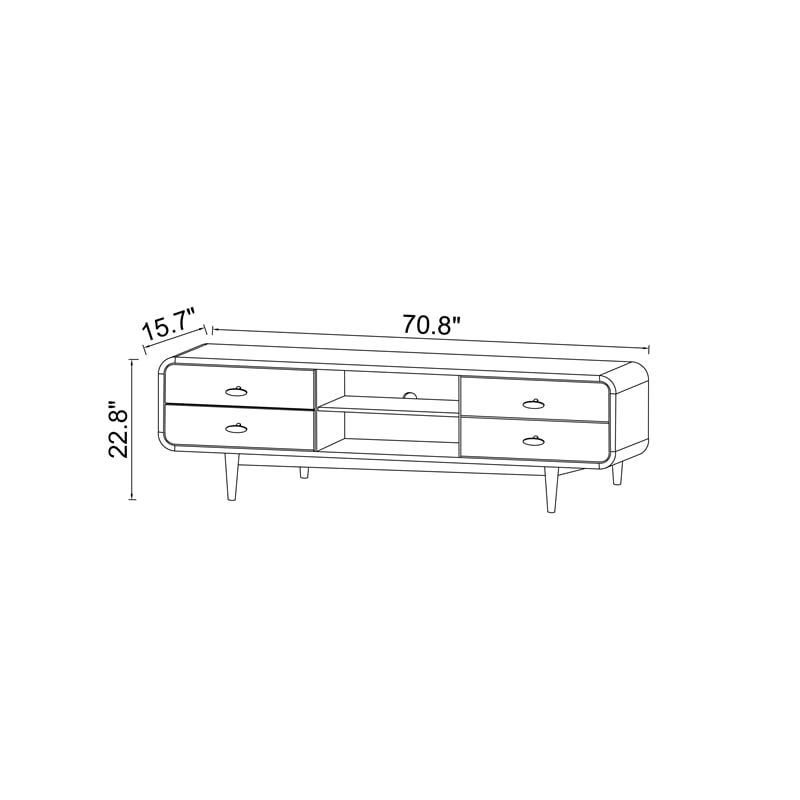 Stafford Mid-Century Modern Solid Wood Brown Tv Stand for 35/72 inch TV