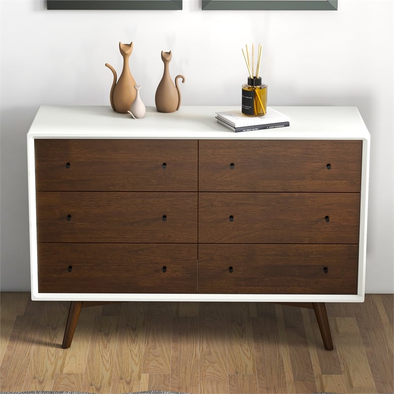 Francesca Modern Bedroom Furniture 6 Drawers White Dressers and Clothing Storage
