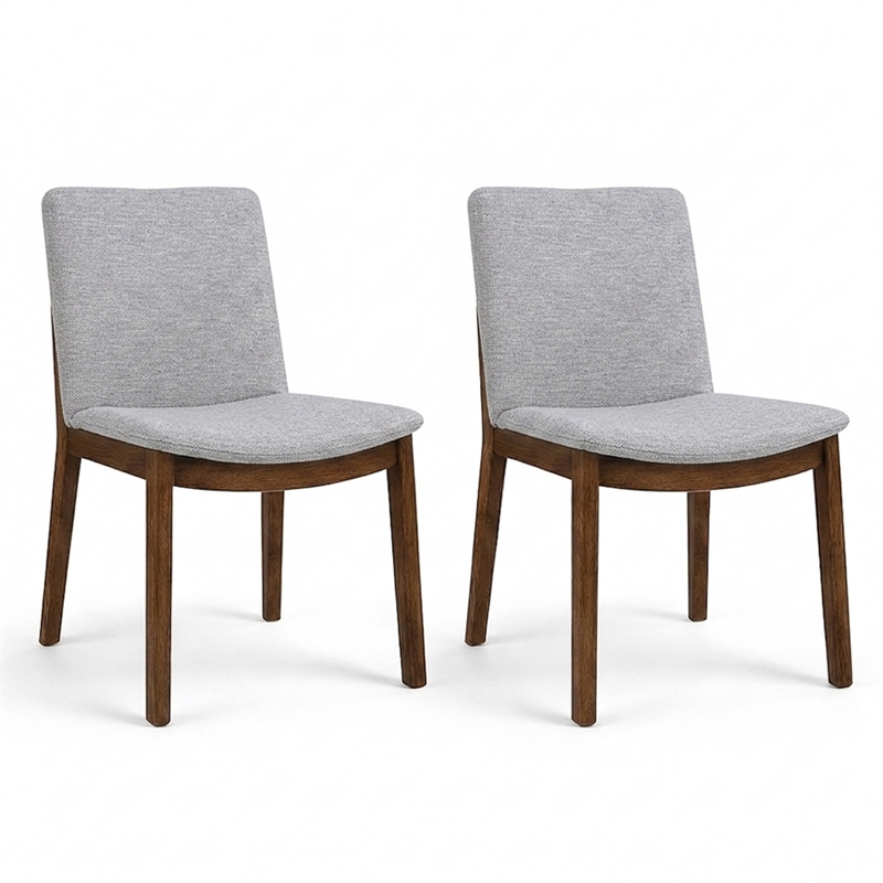 Valentine Mid-Century Modern Light Gray Fabric Dining Chair Set of 2