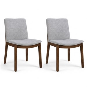 Valentine Mid-Century Modern Light Gray Fabric Dining Chair Set of 2