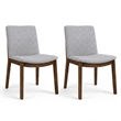 Valentine Mid-Century Modern Light Gray Fabric Dining Chair Set of 2