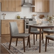 Valentine Mid-Century Modern Light Gray Fabric Dining Chair Set of 2