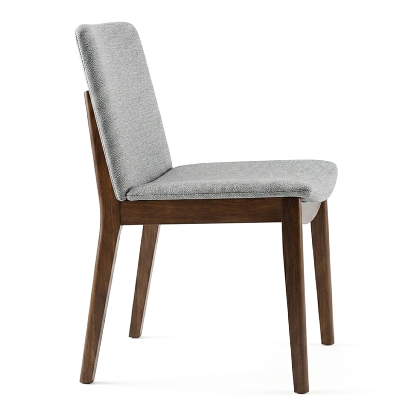 Valentine Mid-Century Modern Light Gray Fabric Dining Chair Set of 2