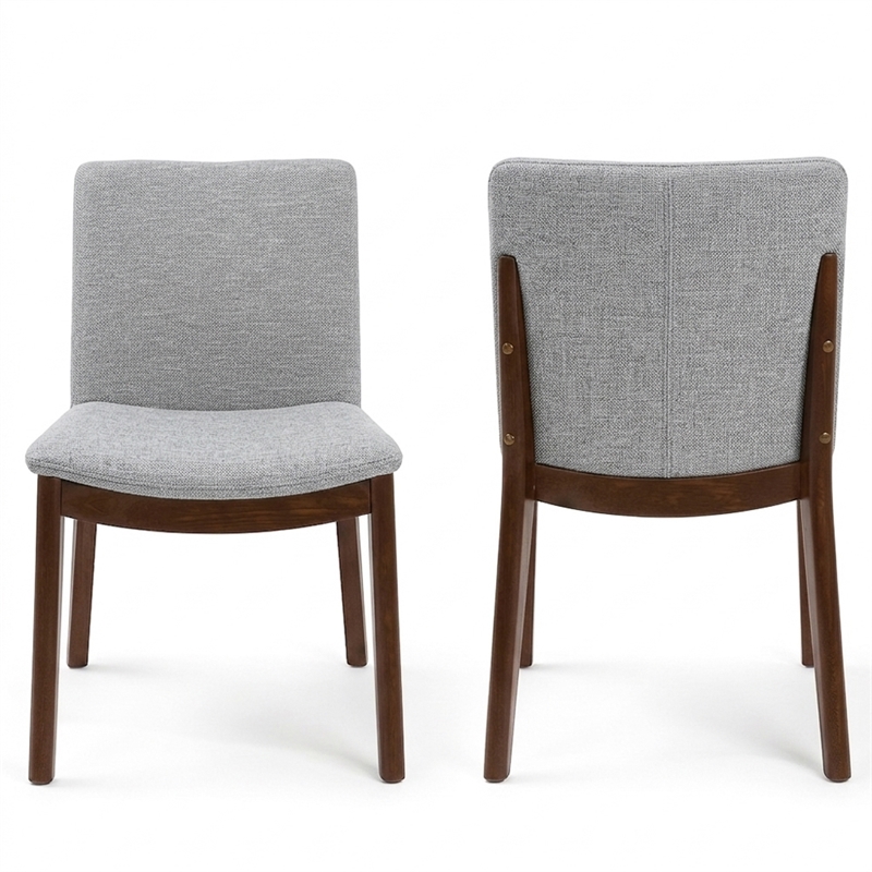 Valentine Mid-Century Modern Light Gray Fabric Dining Chair Set of 2