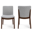 Valentine Mid-Century Modern Light Gray Fabric Dining Chair Set of 2