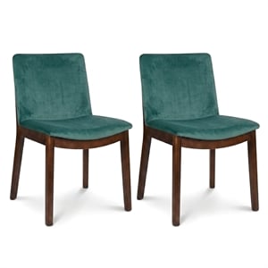 Valentine Mid Century Modern Green Velvet Dining Chair Set
