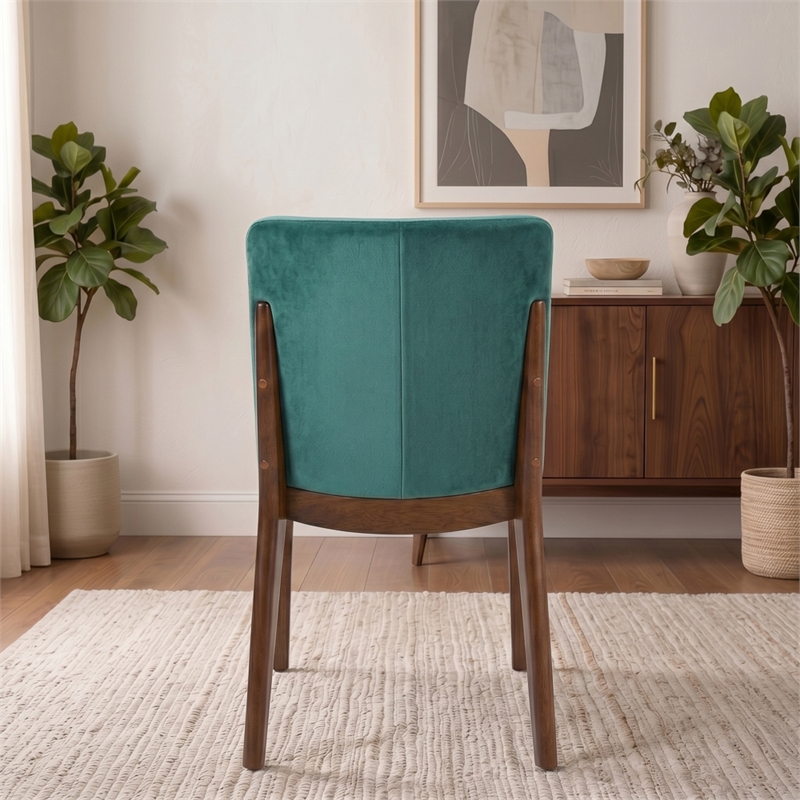 Valentine Mid Century Modern Green Velvet Dining Chair Set