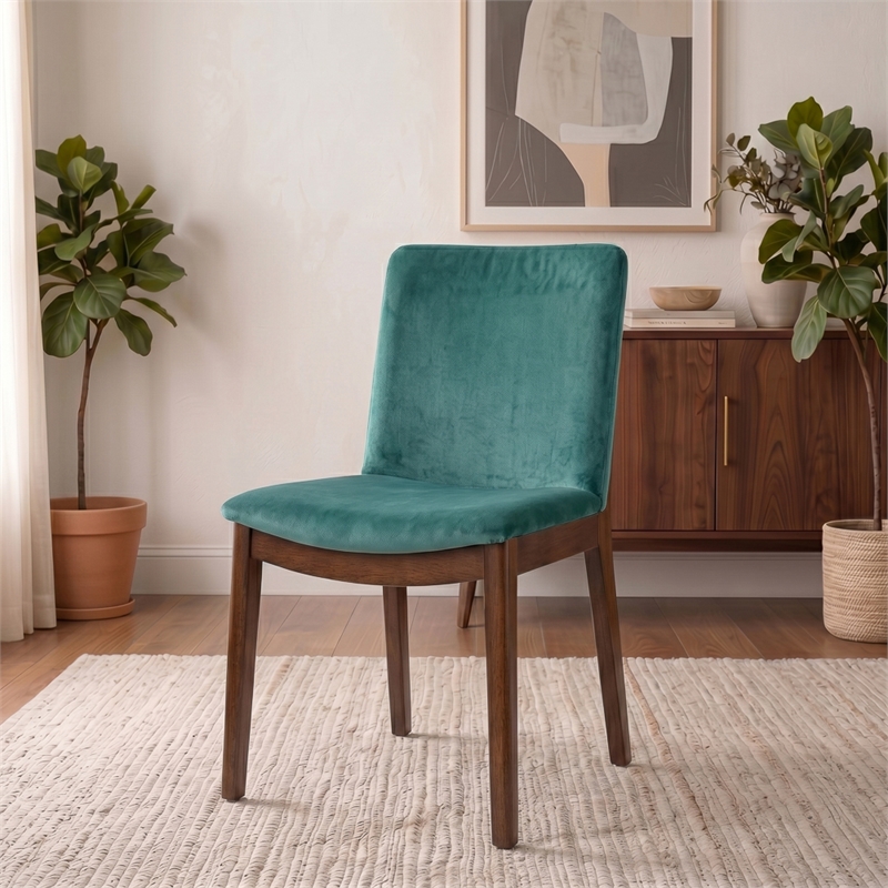 Valentine Mid Century Modern Green Velvet Dining Chair Set