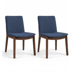 Valentine Mid-Century Modern Navy Blue Fabric Dining Chair Set of 2