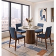 Valentine Mid-Century Modern Navy Blue Fabric Dining Chair Set of 2