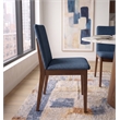 Valentine Mid-Century Modern Navy Blue Fabric Dining Chair Set of 2