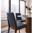 Valentine Mid-Century Modern Navy Blue Fabric Dining Chair Set of 2