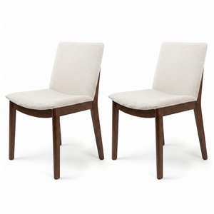 Valentine Mid-Century Modern Cream Fabric Dining Chair (Set of 2)