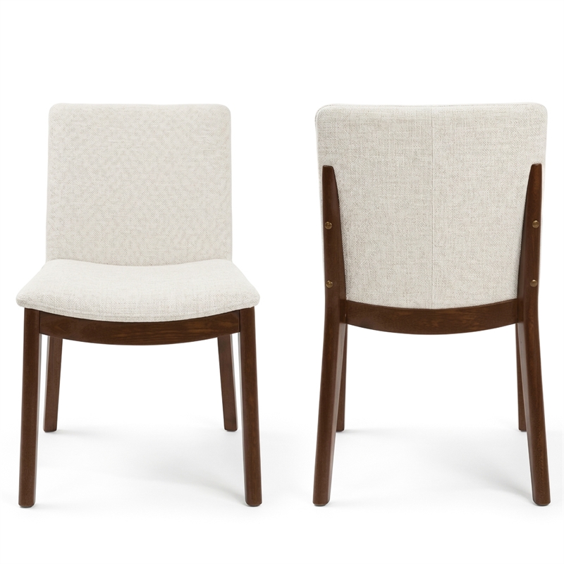 Valentine Mid-Century Modern Cream Fabric Dining Chair (Set of 2)