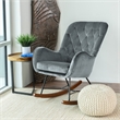 Severn Mid Century Modern Indoor Nursery Velvet Rocking Chairs in Dark Gray