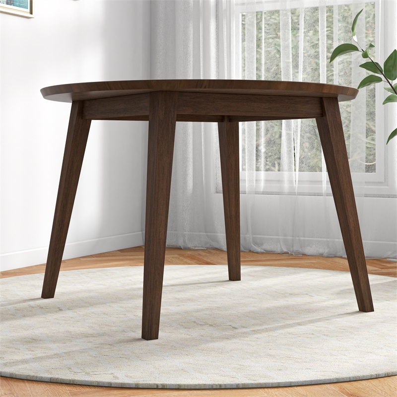 Crawford Mid Century Modern Style Solid Wood Walnut Round 43