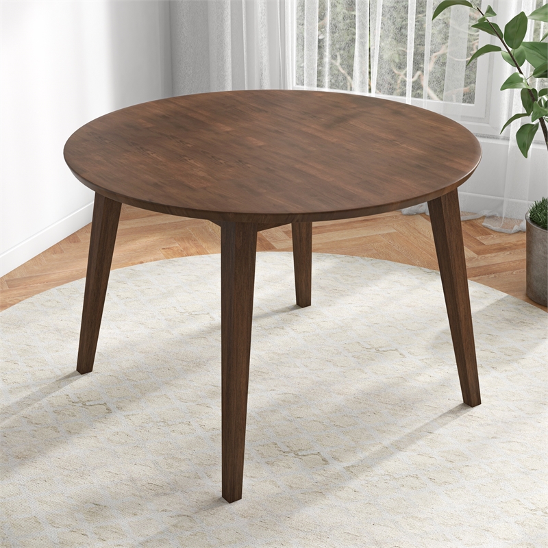Crawford Mid Century Modern Style Solid Wood Walnut Round 43