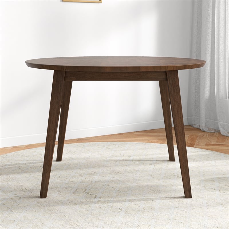 Crawford Mid Century Modern Style Solid Wood Walnut Round 43