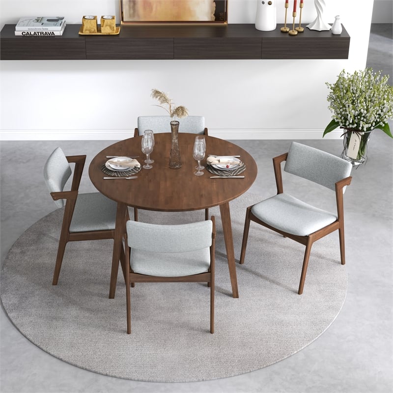 Crawford Mid Century Modern Style Solid Wood Walnut Round 43