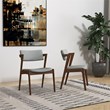 Mid-Century Modern Fabric Dining Chair in Gray (Set of 2)