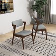 Mid-Century Modern Fabric Dining Chair in Gray (Set of 2)