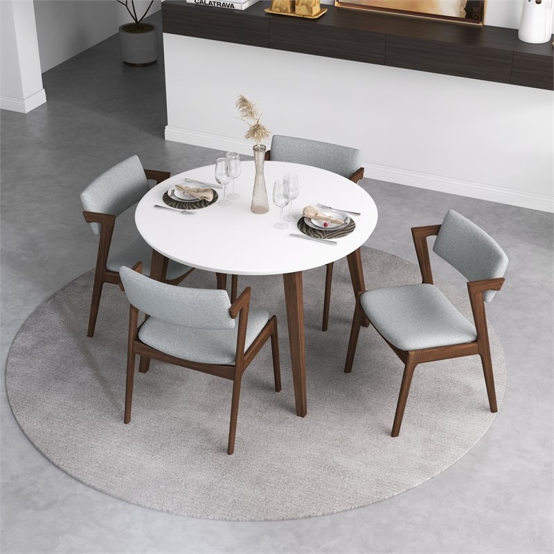 Mid-Century Modern Fabric Dining Chair in Gray (Set of 2)