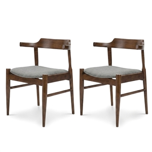 Buford Mid-Century Modern Polyester Blend Fabric Dining Chair in Gray (Set of 2)