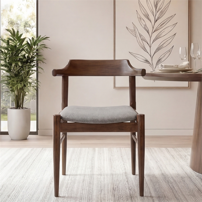 Buford Mid-Century Modern Polyester Blend Fabric Dining Chair in Gray (Set of 2)