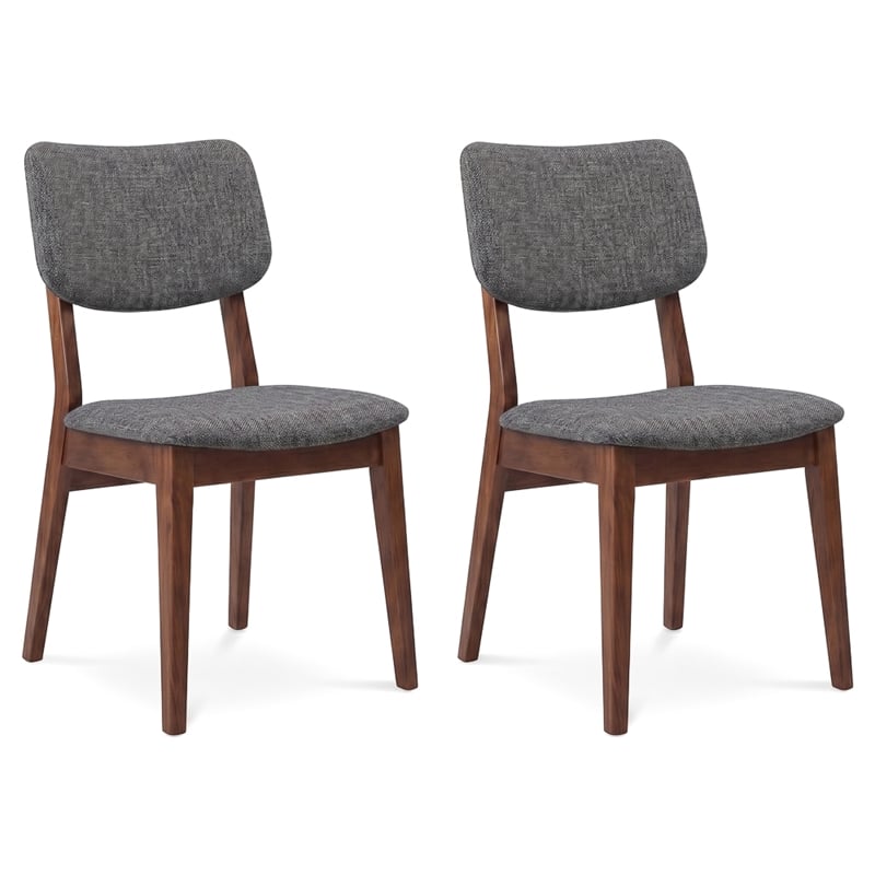 Aria Mid-Century Modern Fabric Dining Room&Kitchen Chair in Gray (Set of 2)