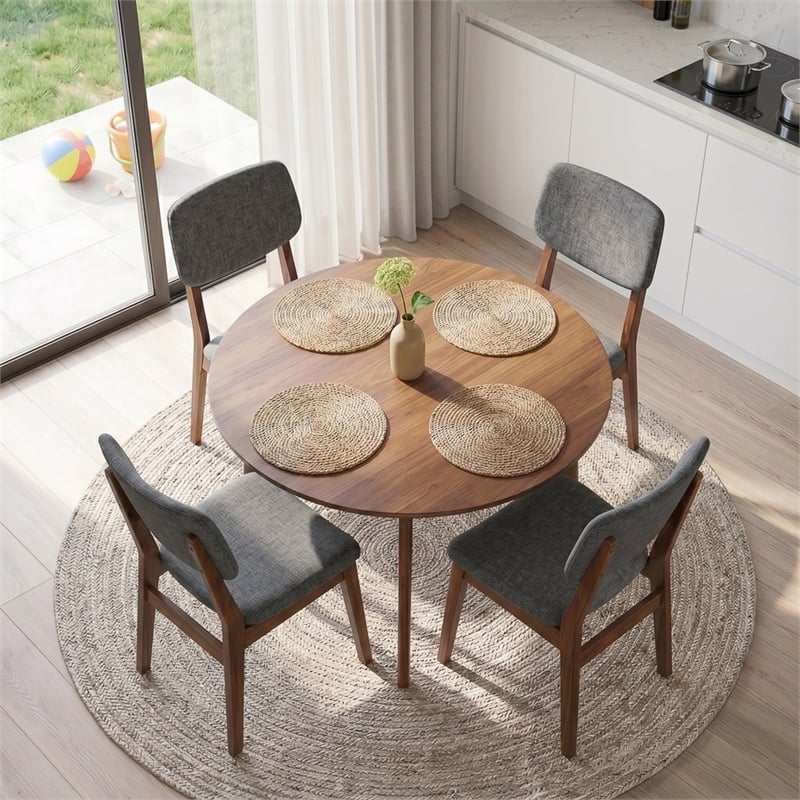 Aria Mid-Century Modern Fabric Dining Room&Kitchen Chair in Gray (Set of 2)