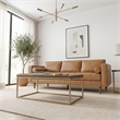 Jax Mid-Century Modern Pillow Back Genuine Leather Sofa in Tan