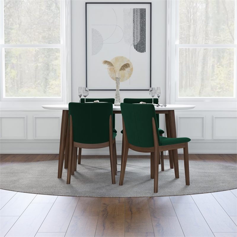Kurt Modern Solid Wood Walnut Dining Room & Kitchen Table and Chairs for 4