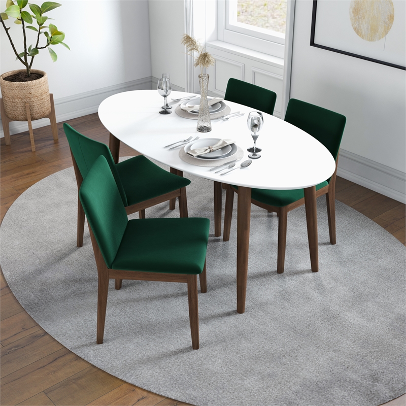 Kurt Modern Solid Wood Walnut Dining Room & Kitchen Table and Chairs for 4