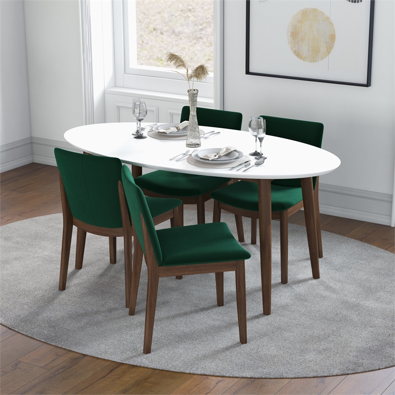 Kurt Modern Solid Wood Walnut Dining Room & Kitchen Table and Chairs for 4