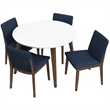 Humberto Modern Solid Wood Walnut Dining Room & Kitchen Table and 4 Chairs Set