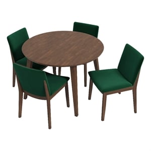 Isla Modern Solid Wood Walnut Dining Room & Kitchen Table and Chair Set of 4