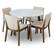 Clark 5-Piece Mid-Century Modern Dining Set with 4 Fabric Dining Chairs in Beige