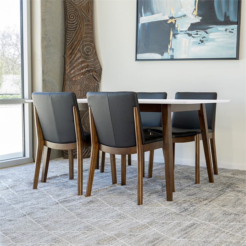 Denali Modern Solid Wood Walnut Kitchen & Dining Room Table and Chairs for 4