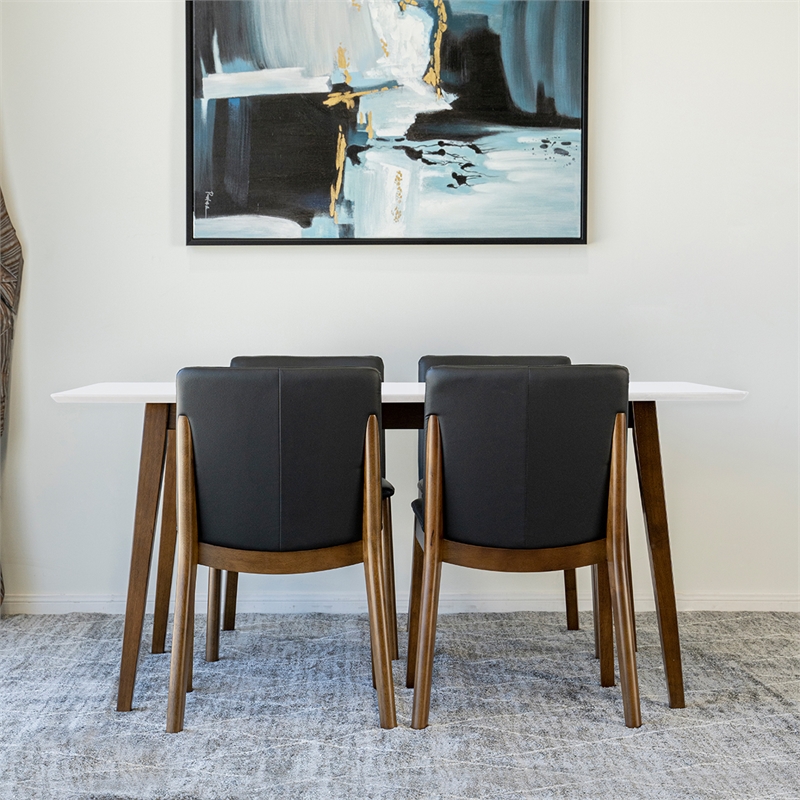 Denali Modern Solid Wood Walnut Kitchen & Dining Room Table and Chairs for 4