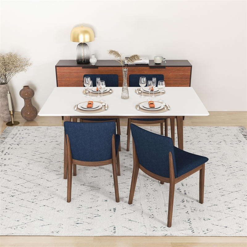 Desiree Modern Solid Wood Walnut Kitchen & Dining Room Table and Chairs for 4