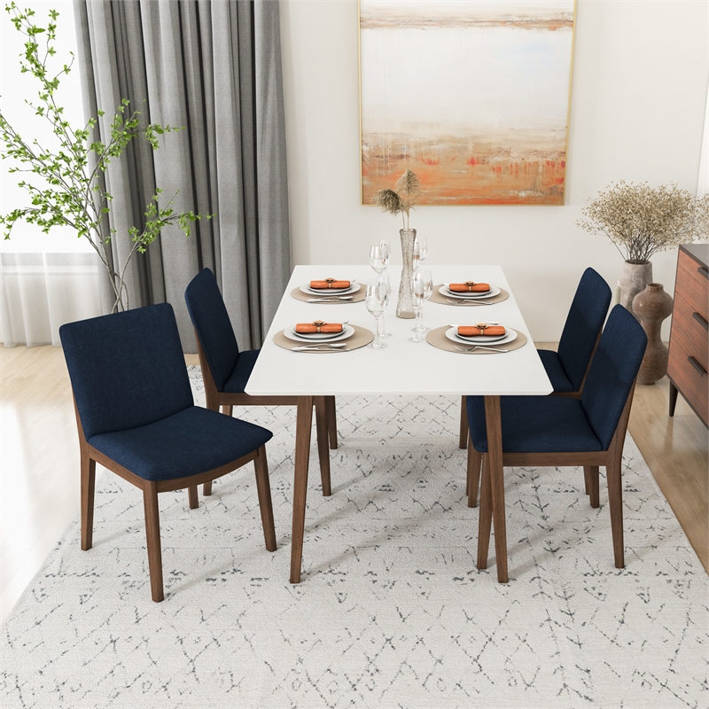 Desiree Modern Solid Wood Walnut Kitchen & Dining Room Table and Chairs for 4