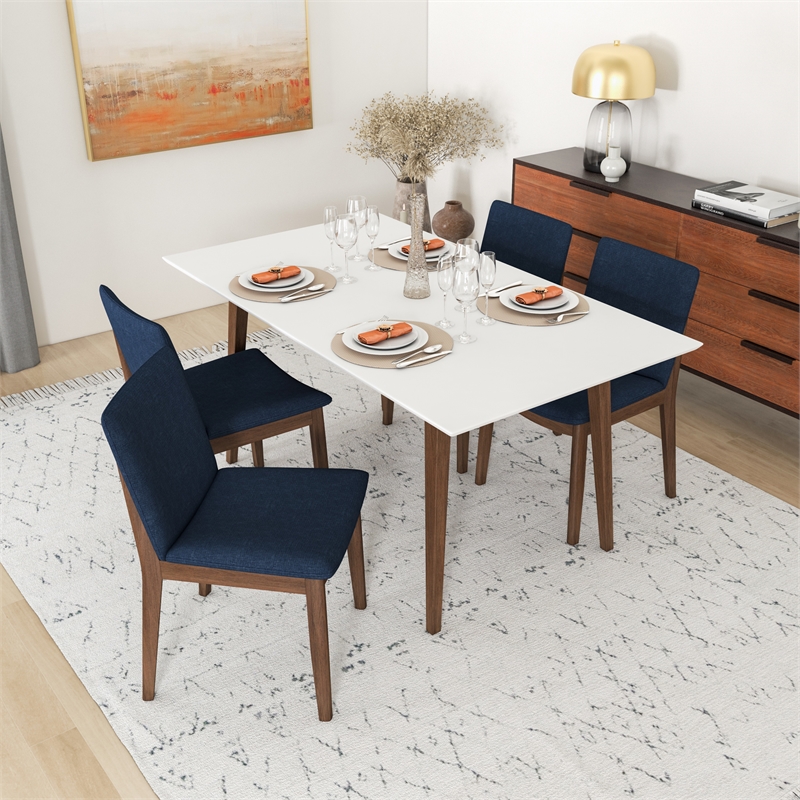 Desiree Modern Solid Wood Walnut Kitchen & Dining Room Table and Chairs for 4