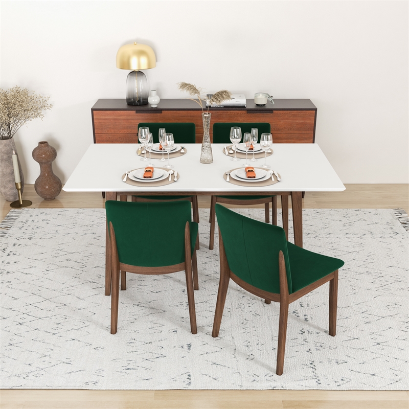 Destiny Modern Solid Wood Walnut Dining Room & Kitchen Table and Chair Set of 4