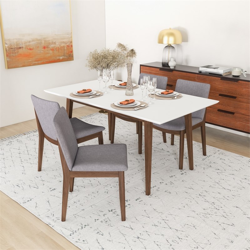 Diamond Modern Solid Wood Dining Table and 4 Chair Set