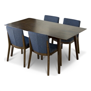 Drew Modern Solid Wood Walnut Dining Room & Kitchen Table and Chair Set of 4