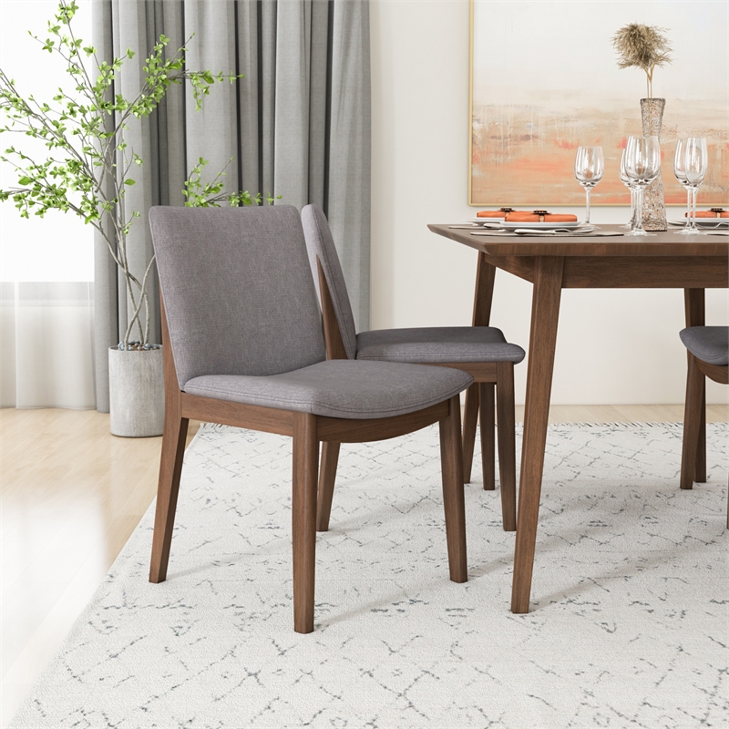 Dulce Modern Solid Wood Walnut Dining Table and 4 Chair Set